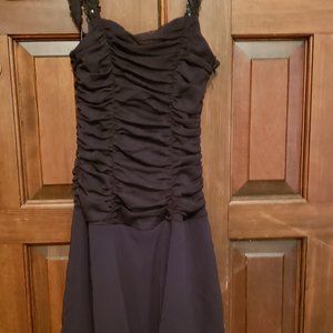 Ladies PROM Sangrio sz. 6 ruched black cocktail dress; sequins; gently pre-owned